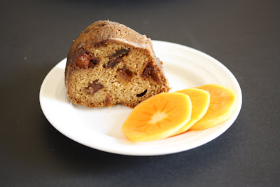 close-up photo of a slice of Fuyu Persimmon Cake