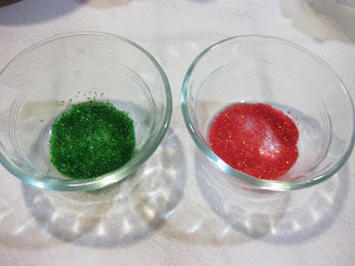 photo of two bowls with green and red sprinkles