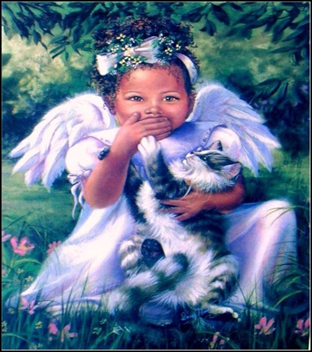 blk angel with cat