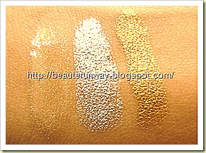 Topshop makeup Swatches of Lip Glaze in moon dust, Moonshine and Sun shower