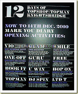 Topshop Topman Knightsbridge 12 days of celebration