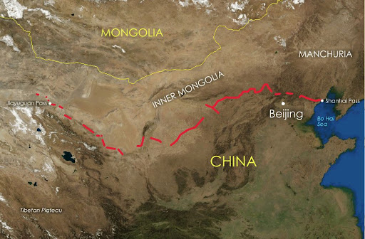 china wall map. Great Wall china wall map.