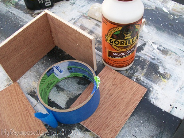 gorilla wood glue and painters tape instead of a corner clamp