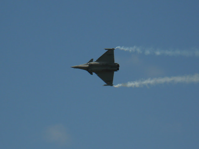 French Air Force RAFALE fighter aircraft aerobatics during airshow