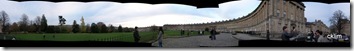 Panoramic picture of the Royal Crescent, completed in 1767. Nice view facing down the Victoria park.