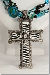 Lg Ornate zebra cross pendant