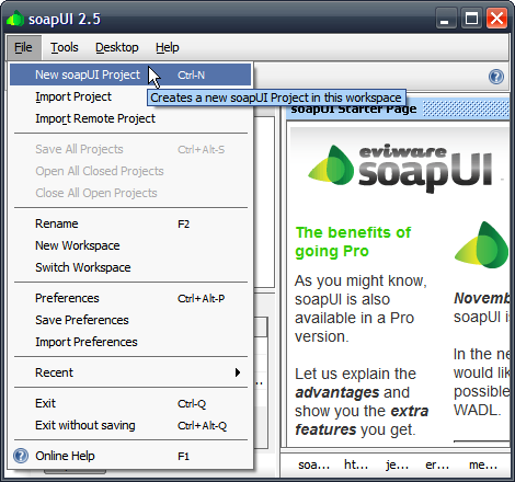soapUI New Project