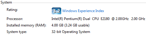 Windows 7 System configuration