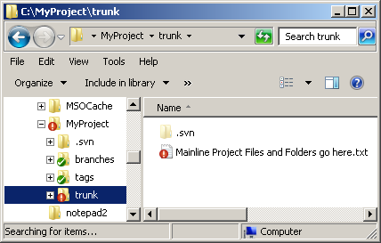 Windows Explorer with Project Under Version Control