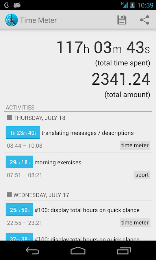 Timesheet Time Meter (Tracker) - screenshot