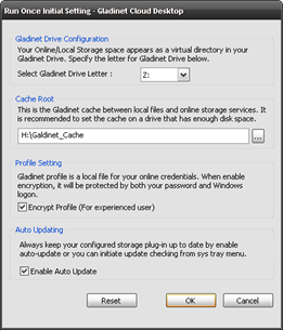 Gladinet Cloud Desktop initial settings