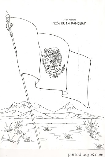 Día de la Bandera de México – dibujo para colorear – 24 de febrero