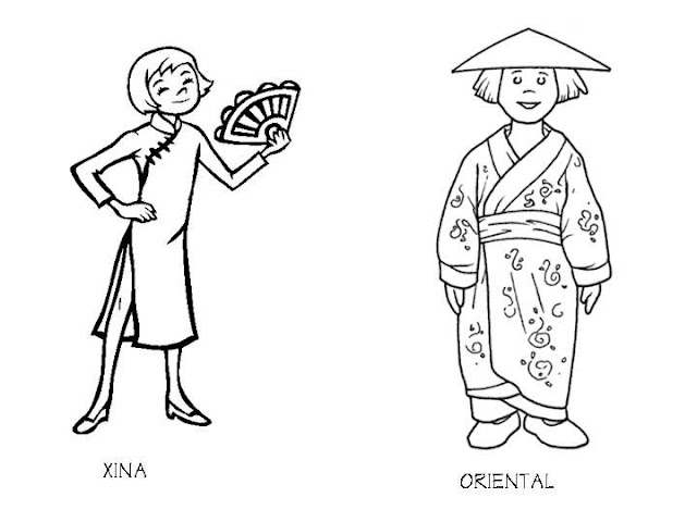 Chinese costume coloring pages