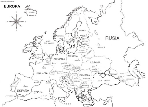 Mapa de Europa para colorear
