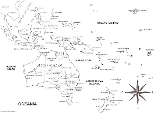 Map of Oceania in spanish free coloring pages Monday October 25 2010