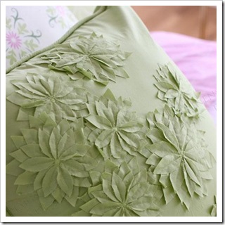green applique pillow