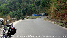 The Darjeeling mountain railway toy train chugging its way to Ghum