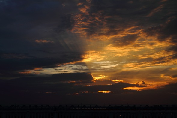 Setting Sun over Mahanadi River Bridge