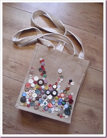 Bag decorated with buttons