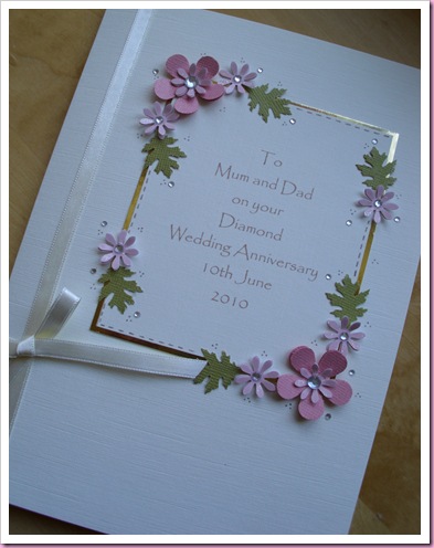 Diamond Wedding Anniversary Card This is a card design I use quite a lot for