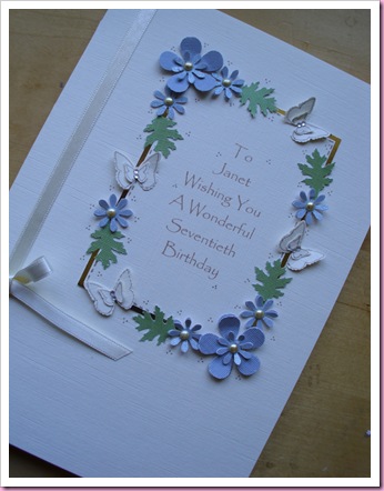 70th Birthday Card using Punched flowers and Butterflies