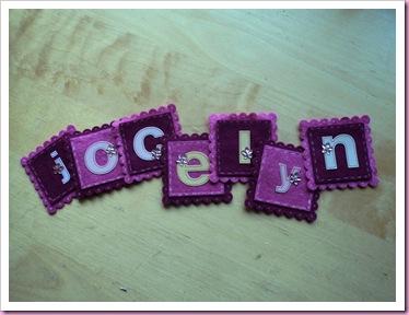 Felt scalloped squares with name