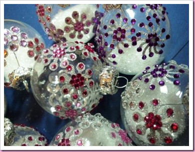 Decorated Clear Glass Chrismas Baubles