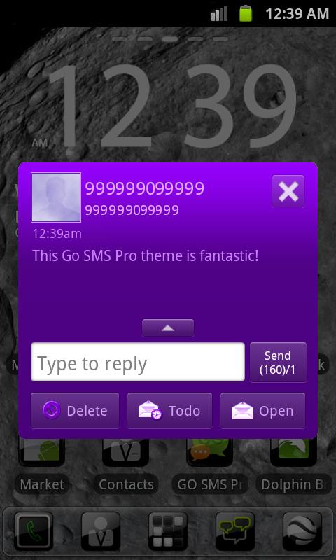 GO SMS Theme Elite Purple Screen 3