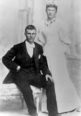 O.Seymour & Polly May Hunsaker Stapley's wedding day