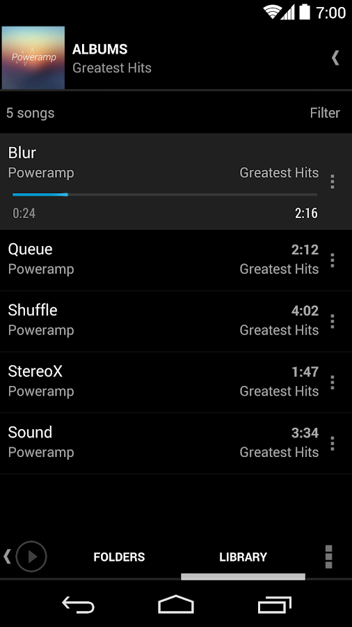 Poweramp KitKat/JB/ICS Skin - screenshot