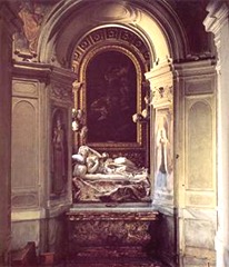 Detalhe arquitetônico da obra A Beata Ludovica Albertoni (1671-1674) de Gianlorenzo Bernini. San Francesco a Ripa, Roma