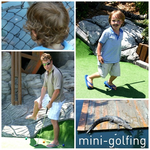 mini golfing collage
