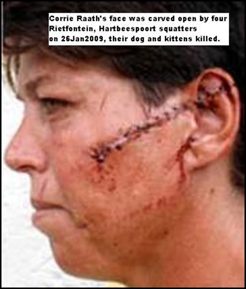 Raath Mrs Corrie Rietfontein attacked by four squatters Jan262009 Brits MadibengPulse