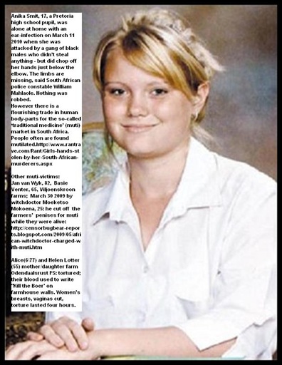 Smit Anika murdered hands chopped off raped Pretoria Mar112010