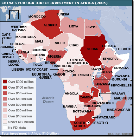 Chinese investments in Africa BBC co uk map