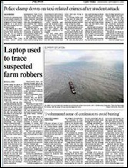 Dutch student attack by minibus taxi gang Sept 9 2009 Cape Times