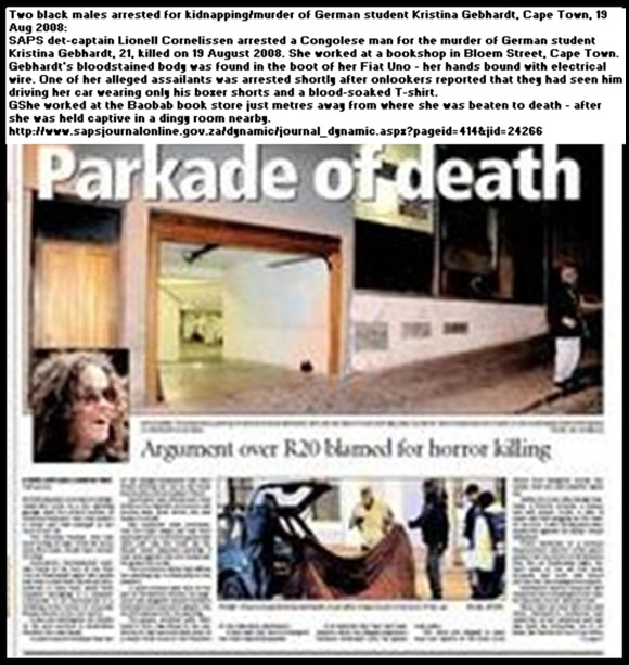 Gebhardt Kristina beaten to death after R20 parking row with guards Cape ARgus Aug2009