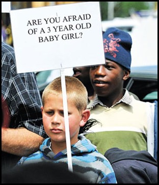 Afrikaans boy demonstrating outside Lindley court Dec 13 2010 POTGIETER MASSACRE