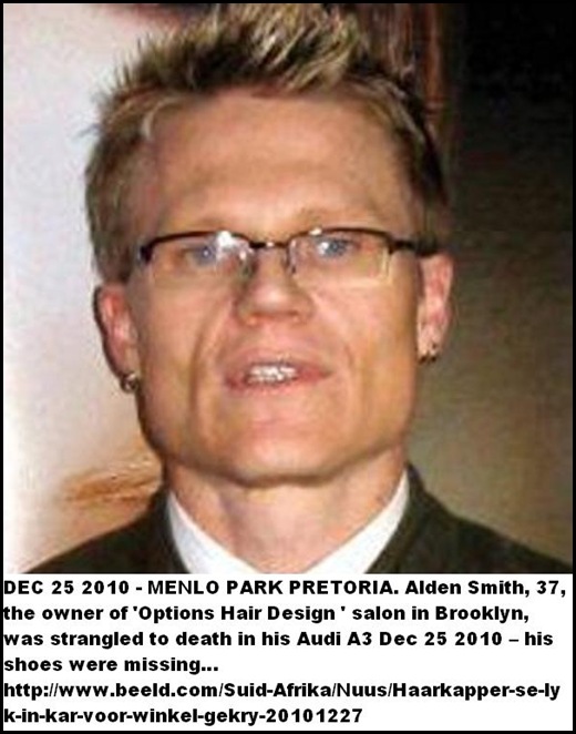 Smith Alden Pretoria Options Hair Design owner strangled to death in car Dec 25 2010