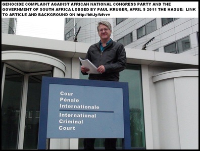 GENOCIDE CHARGE LODGED AT ICC BY PAUL KRUGER THE HAGUE APRIL 5 2011