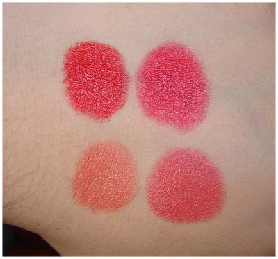 I rossetti dell'estate 2010: maybelline 535, chanel  rouge coco 31, mac ravishing, mac crosswires