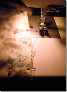 sew lining to bag