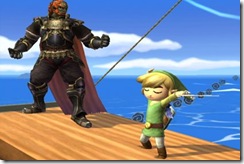 Link ensinando Ganondorf a arte da condução musical