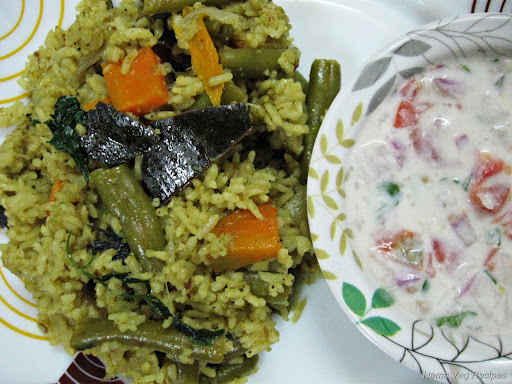 Vegetable Pulao with Raita