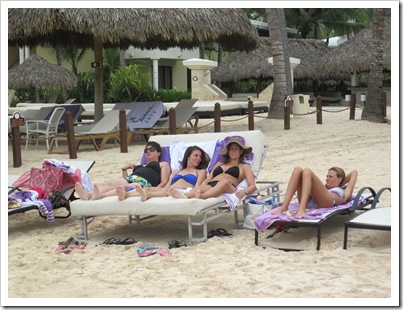 us girls relaxn on beach bed