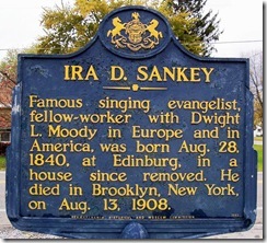 Ira D. Sankey marker in Edinburg, PA (Click to Enlarge)