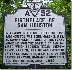 Birthplace of Sam Houston Marker A-52 (Click to Enlarge)