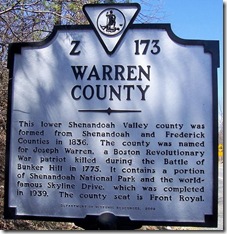 Warren County VA Marker Z-173 (Click any photo to Enlarge)