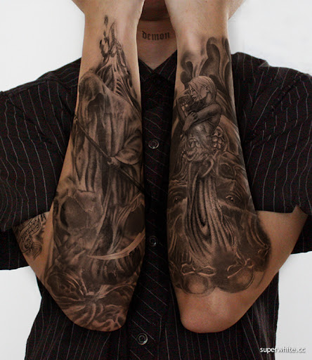 angel demon tattoo. I like japanese demon tattoos