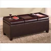 Haines Storage Ottoman with Three Trays in Brown